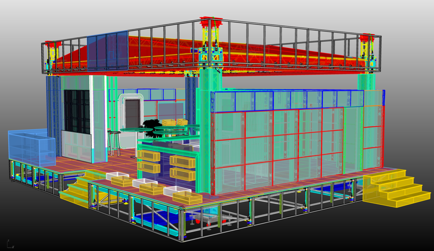 Stand 80 m² — Untold, structură pe două niveluri — imagine proiect