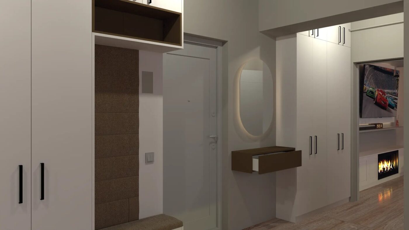 Antreu — Mobilier hol cu bancă tapițată — Mobilier corp și moale, proiect Sphericon
