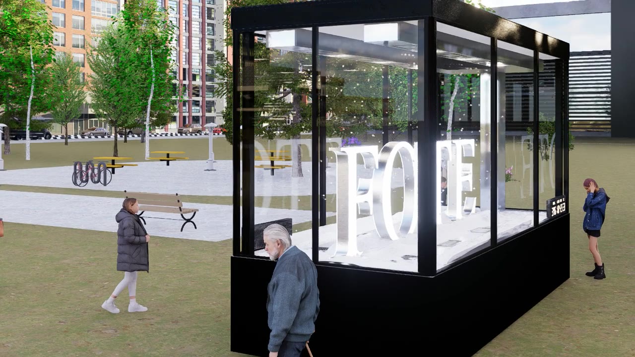 Pavilion de sticlă — Activare de brand — imagine proiect