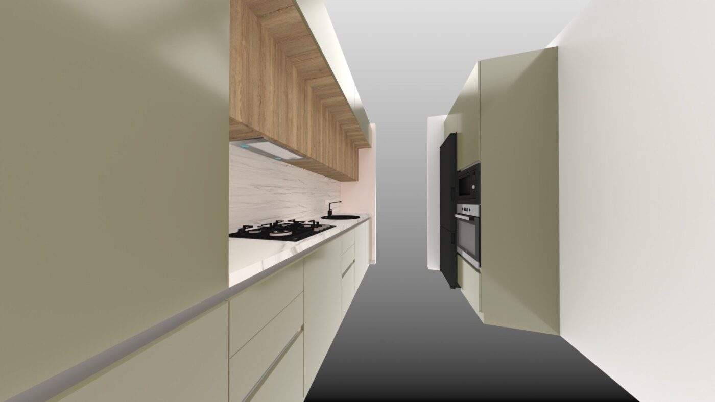 Bucătărie premium K131 — Modul suspendat — Mobilier corp și moale, proiect Sphericon