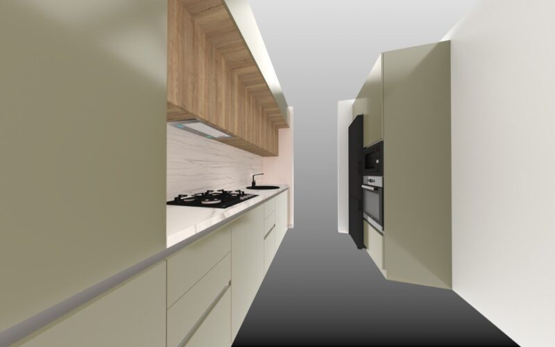 Bucătărie premium K131 — Modul suspendat — Mobilier corp și moale, proiect Sphericon
