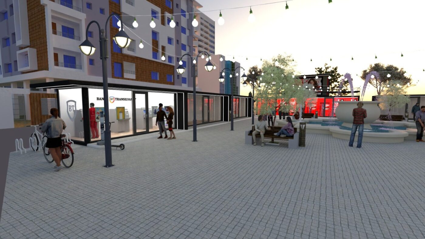 Piațetă urbană — Structuri pentru spațiul public — imagine proiect